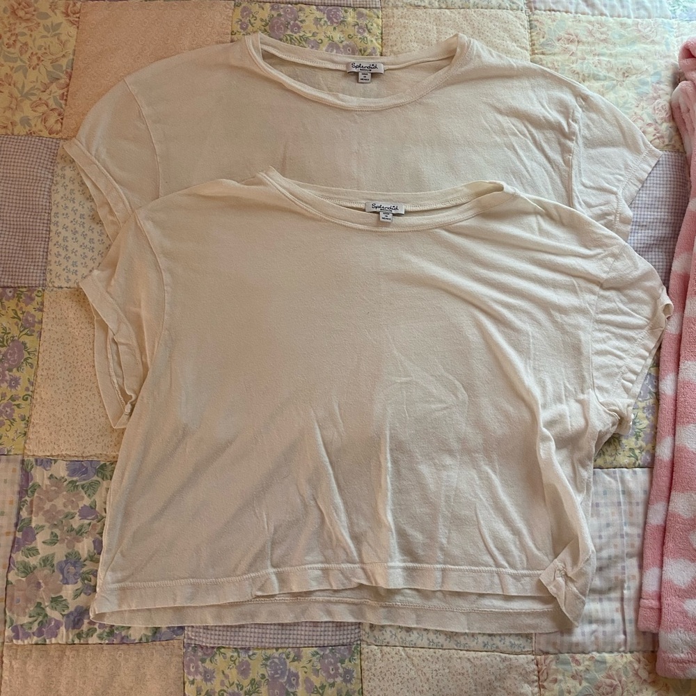 Splendid Cream Short Sleeve Tees